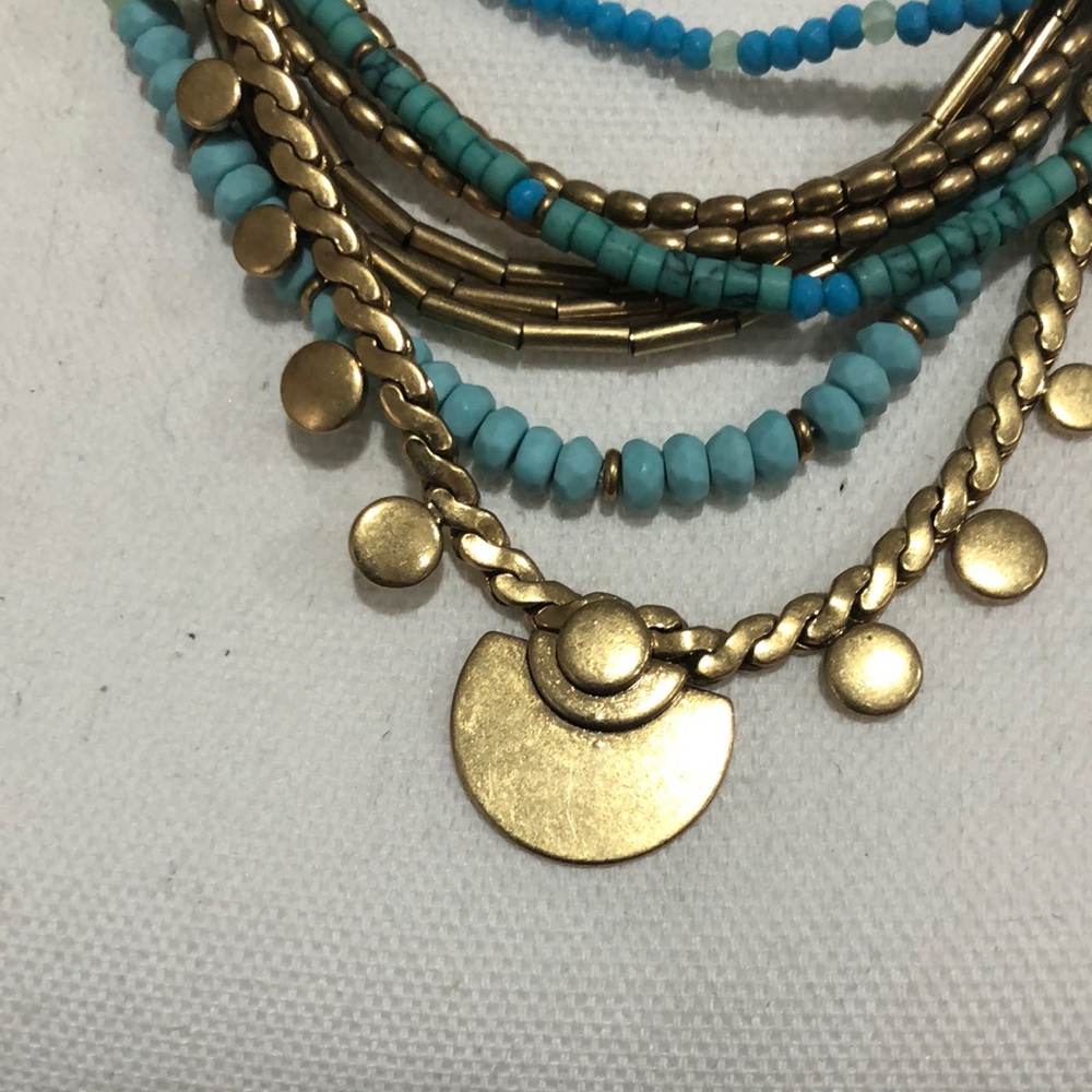 Stella & Dot Gold and Blue Bohemian Necklace - Picture 2 of 6